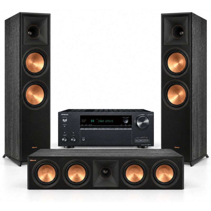 Klipsch & Onkyo 5.1.4 Channel Dolby Atmos Home Theater Speaker and Receiver Bundle BLACK - Open Box