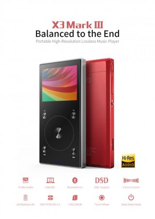 Description image for FiiO X3 III Portable High-Resolution Lossless Music Player w Bluetooth 4.1 (3rd Gen) RED