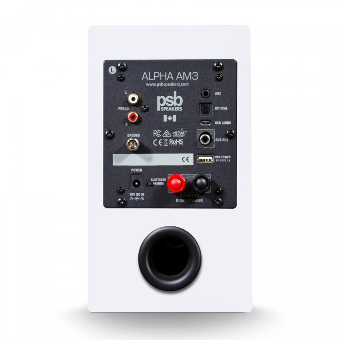 PSB Alpha AM3 Compact Powered Speakers w Bluetooth, USB, DAC WHITE - Click Image to Close