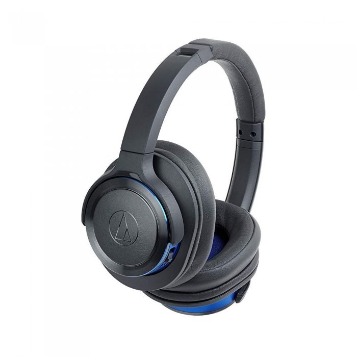 Audio Technica ATH-WS660BTGBL Solid Bass Wireless Over-Ear Headphones Gunmetal Blue - Click Image to Close