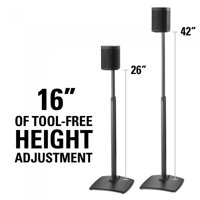Sanus WSSA2 Adjustable Speaker Stands for the Sonos One PLAY:1 and PLAY:3 (Pair) BLACK - Click Image to Close