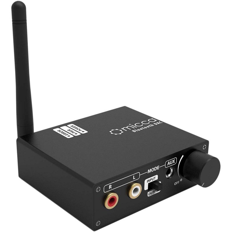 Micca Digital to Analog Audio Converter with 164ft Long Range Bluetooth 4.2 Transmitter