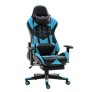 Home Touch WARLOCK Gaming Chair w PUC Fabric, Foot Rest &amp; Lumbar Support BLACK/AQUA
