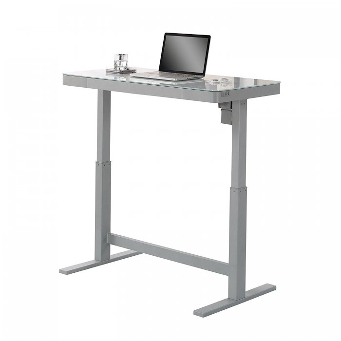 Bell'O VARIODESKW Electric Adjustable Standing Desk WHITE GLASS - Click Image to Close