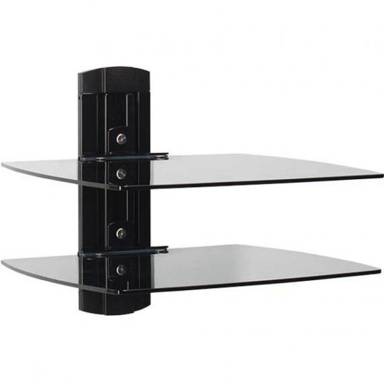 Sanus VF3012 2 Shelf Single Column On-wall Component Shelf BLACK