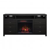 Bell'O WILDERB TV Stand With Classic Flame Electric Fireplace BLACK