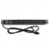 Rocelco 8-Outlet Surge Protected Power Strip For Racks