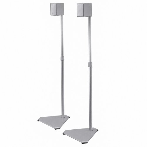 Everik EverView Adjustable Rear Home Theatre Speaker Stands Pair FLAT SILVER
