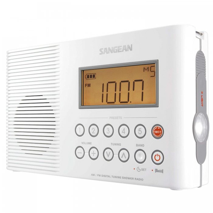 Sangean H201 Digital Tuned Waterproof/Shower Radio WHITE - Click Image to Close