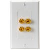 Quest SWP-2 Dual Speaker Wall Plate with 4 Gold-Plated 5-Way Binding Posts WHITE