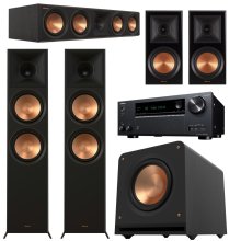 Klipsch & Onkyo Reference Premiere 5.1.4 Channel Dolby Atmos Home Theater Speaker and Receiver Bundle BLACK