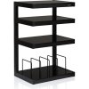 NorStone ESSE Hi-Fi Vinyl 4-Shelf Audio Rack with Vinyl Storage and Black Glass Shelves SATIN BLACK
