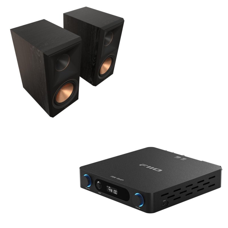 FiiO Air Amp & Klipsch RP600MB II Streaming Integrated Amplifier & Bookshelf Speaker Bundle BLACK