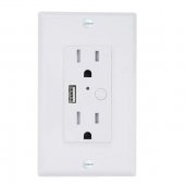 Energizer Connect EWO31001WHT In-Wall Smart Outlet W/USB Port WHITE