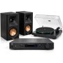 NAD C 338 & C 558 with Klipsch RP600MB II Stereo Amplifier Turntable Speaker System Bundle BLACK