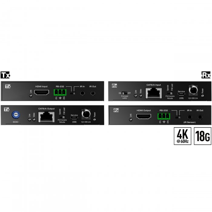Key Digital KD-X444SP 4K 18G HDMI over 50m CAT5e/6 Extender Set with HDR, Power over Cat, - Click Image to Close