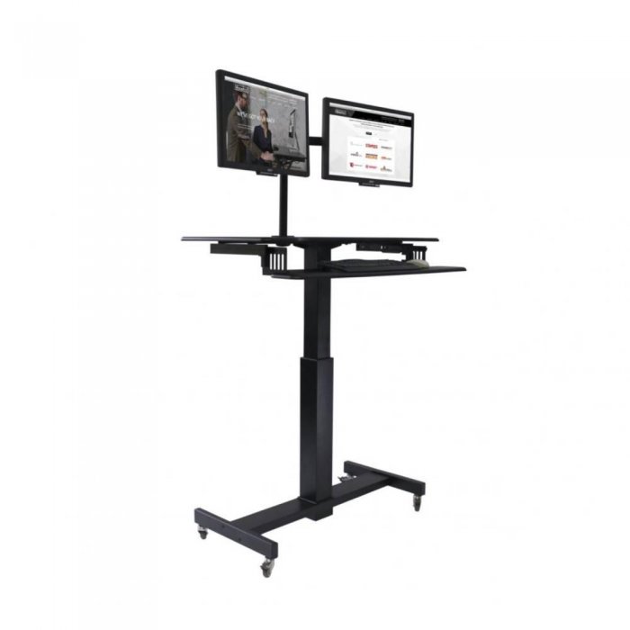 Rocelco MSD-40 Rocelco 40" Height Adjustable Mobile Standing Desk BLACK - Click Image to Close
