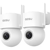 aosu C5E-2 Security Cam D1 SE 3K 5MP 360° Wired Outdoor Security Camera System (2 Cameras) WHITE