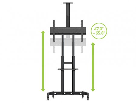 Description image for Kanto MTM86PL Height Adjustable Rolling Cart for 55"-86" TVs BLACK