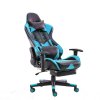 Home Touch WARLOCK Gaming Chair w PUC Fabric, Foot Rest &amp; Lumbar Support BLACK/AQUA