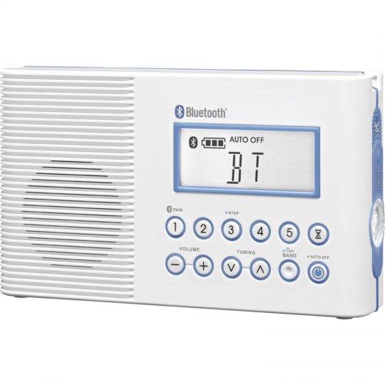 Sangean H202 Digital Tuned Waterproof/Shower Radio with Bluetooth WHITE