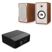 Bluesound NODE ICON Hi-Res Wireless Music Streamer with Triangle Borea BR03 CONNECT Powered Bookshelf Speakers Bundle BLACK/OAK