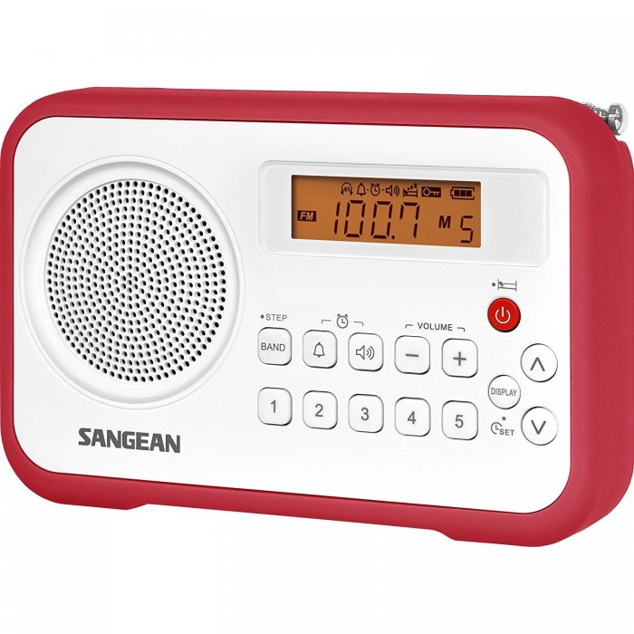 Sangean PR-D18RD AM/FM/Clock Portable Digital Radio RED - Click Image to Close