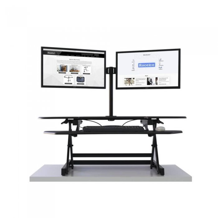 Rocelco CADR46 Corner Standing Desk Converter BLACK - Click Image to Close