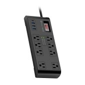 Ultralink ULN800XR1 Noir Surge Protector 8 Outlets with 3 USB-A and USB-C 20W