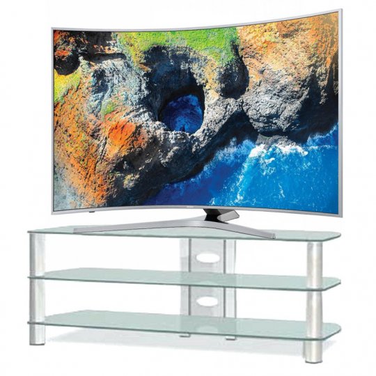 Techcraft BEL501F 50" Frosted Glass & Metal TV Stand SILVER