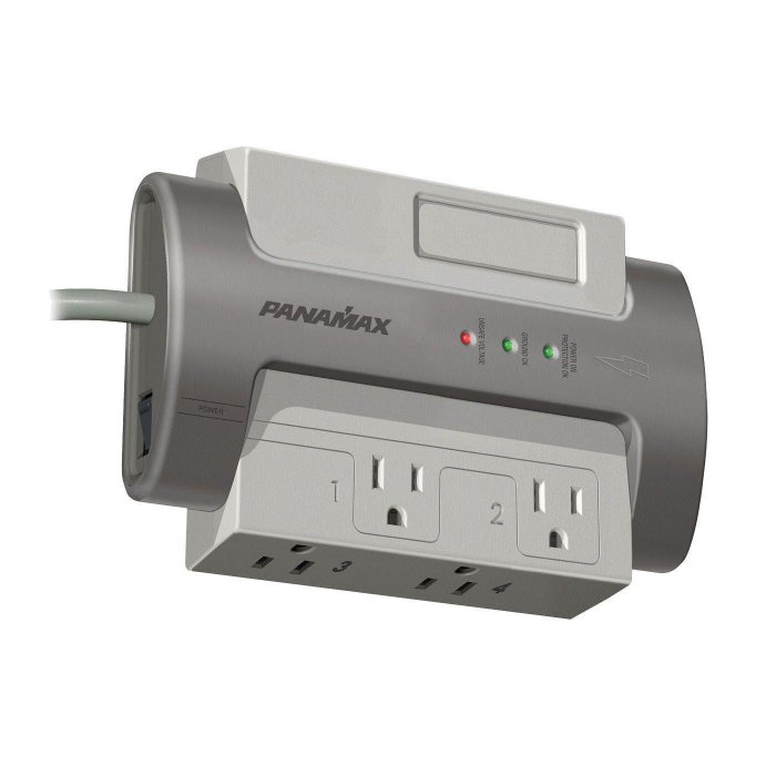 Panamax M4-EX 4-Outlet Filtered Surge Protection and Automatic Voltage Monitoring SILVER - Click Image to Close