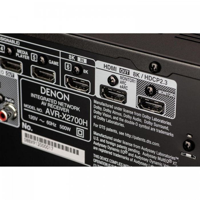 Denon AVR-X2700H 7.2Ch 8K AV Network ReceiverBLACK - Click Image to Close
