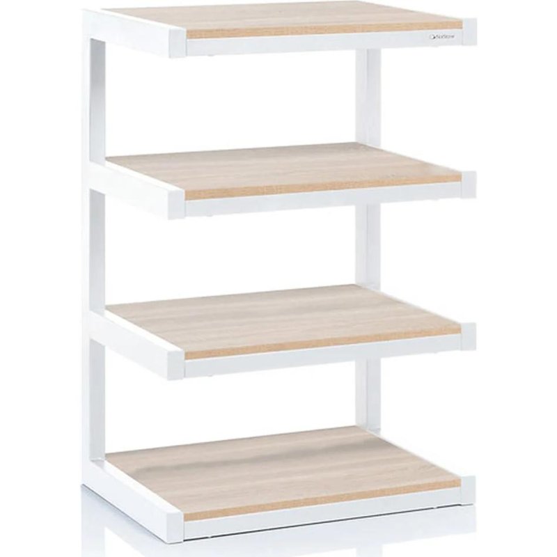 NorStone Esse HiFi Audio Rack 4 Shelf Steel Frame for Turntables and AV Equipment WHITE / OAK