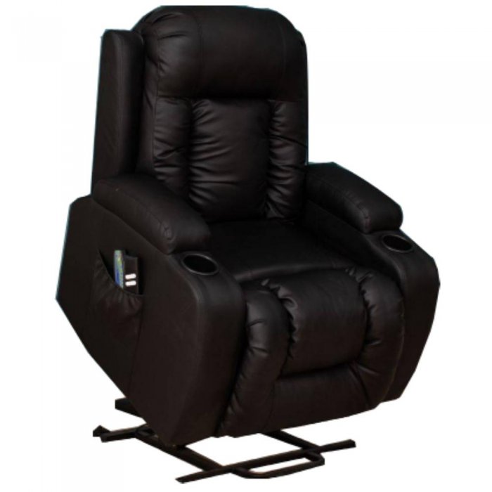 Home Touch HTD-LB7027 Bonded Leather Cup Holders Recline and Leg Raise Lift chair BLACK - Click Image to Close