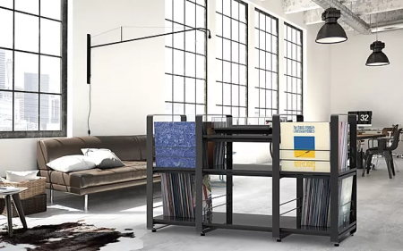 Description image for NorStone LOFT CENTRAL + 2 SIDES AV Stand BLACK PACKAGE