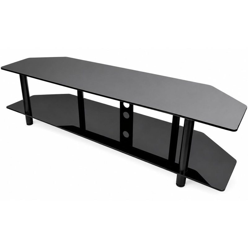 EVOssentials 58-Inch Tempered Glass TV Stand BLACK