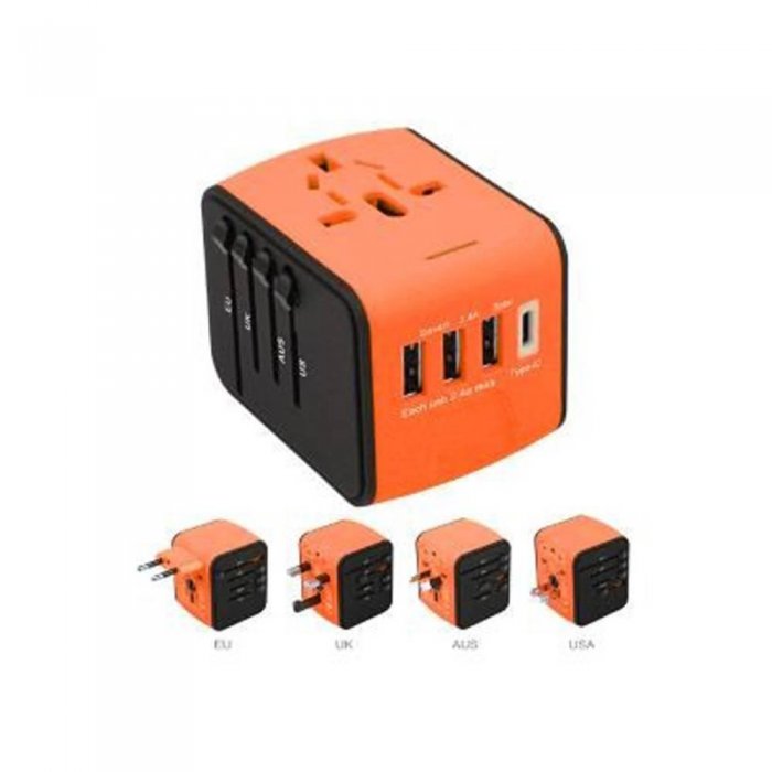 Ultralink UP608OE All-in-1 Universal World Travel Adapter w/ 3 USB - Click Image to Close