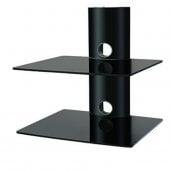 Legend PVS-502 Two Shelf Wall Bracket W Cable Management TEMPERED GLASS BLACK