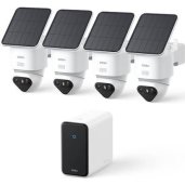 aosu SolarCam T2 Ultra C9X-4H 4K TrueColor Solar Security Camera System with aosuCortex AI Hub (4 Cameras) WHITE
