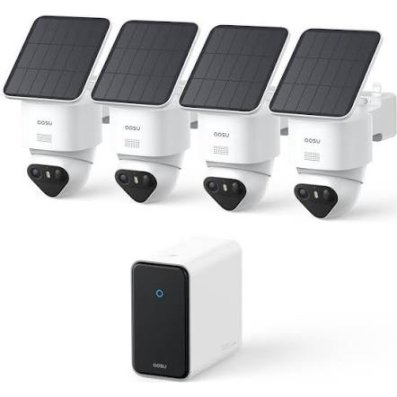 aosu SolarCam T2 Ultra C9X-4H 4K TrueColor Solar Security Camera System with aosuCortex AI Hub (4 Cameras) WHITE