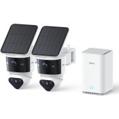 aosu SolarCam T2 Pro Dual 3K Solar Security Camera System with aosuCortex AI Hub (2 Cameras) WHITE