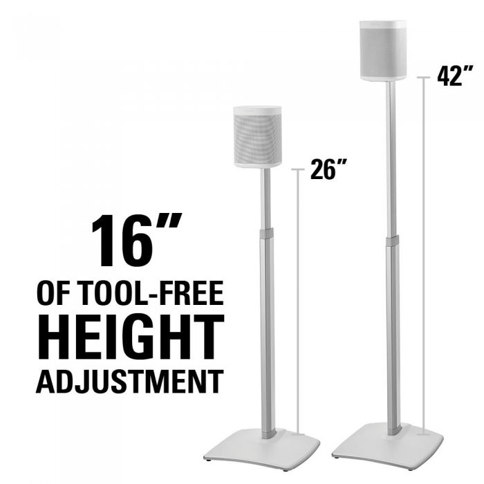 Sanus WSSA2 Adjustable Speaker Stands for the Sonos One PLAY:1 and PLAY:3 (Pair) WHITE - Click Image to Close