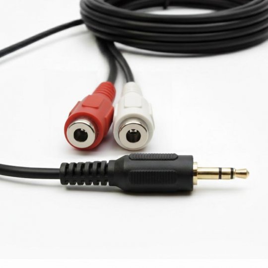 Standard \'Y\' Audio Cable 3.5mm Stereo plug to 2 x 3.5 Stereo Jac