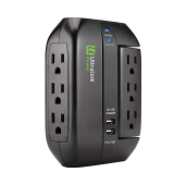 Ultralink PSV100 6 Outlet Surge Protector with 2 USB Ports 3.1A BLACK