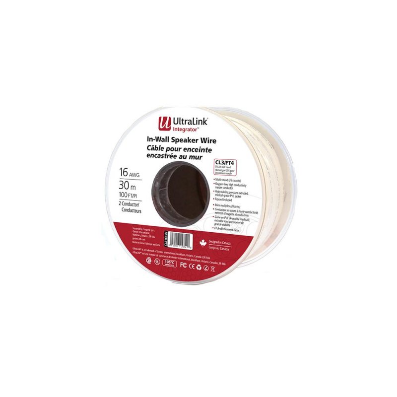 UltraLink CL216100 Integrator In Wall Speaker Wire 16 Guage Mini Spool (100ft)