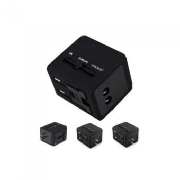 Ultralink UP607BK All-in-1 Universal World Travel Adapter w/ 2 USB - Click Image to Close
