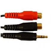 Standard 'Y' Audio Cable 3.5mm stereo plug to 2 RCA Jacks (6in)