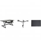 Rocelco DADR46+DM3+MAFM Adjustable Standing Desk Converter W/ Anti Fatigue BLACK