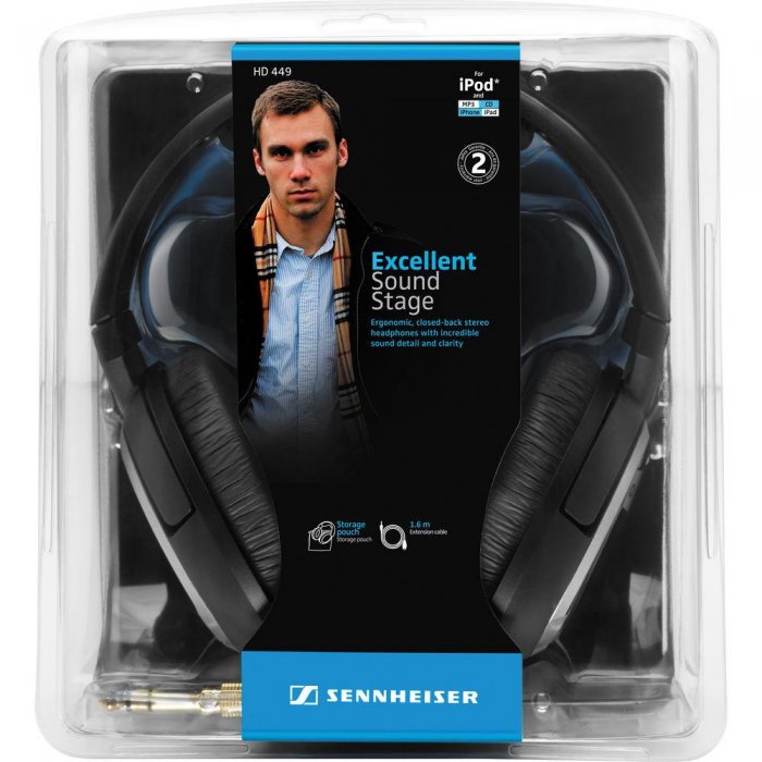 Sennheiser HD 449 Over Ear Stereo Headphones - Open Box - Click Image to Close