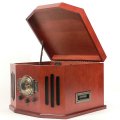 Technosonic Nostalgic Record Player with CD Cassette and AM-FM